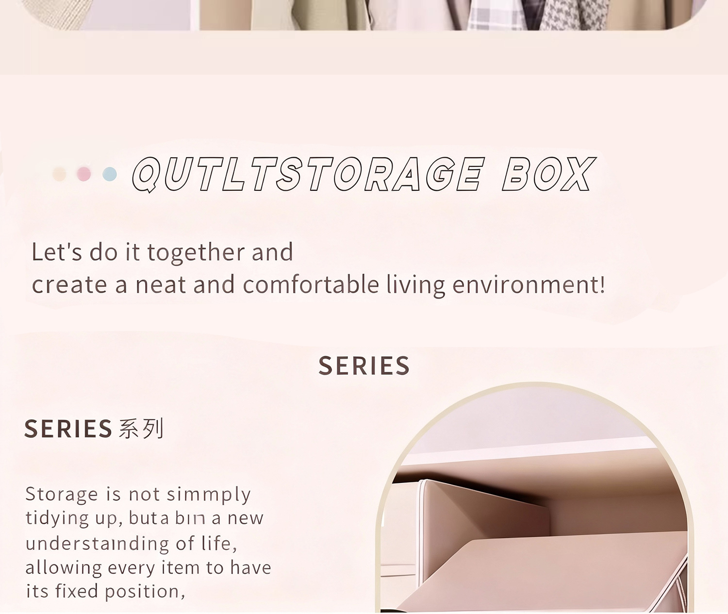 Bed storage box, large capacity, for quilts and down jackets