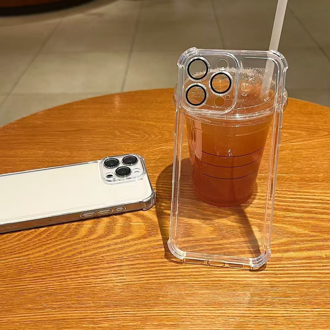 Apple 14 Pro Max air cushion transparent case with lens film