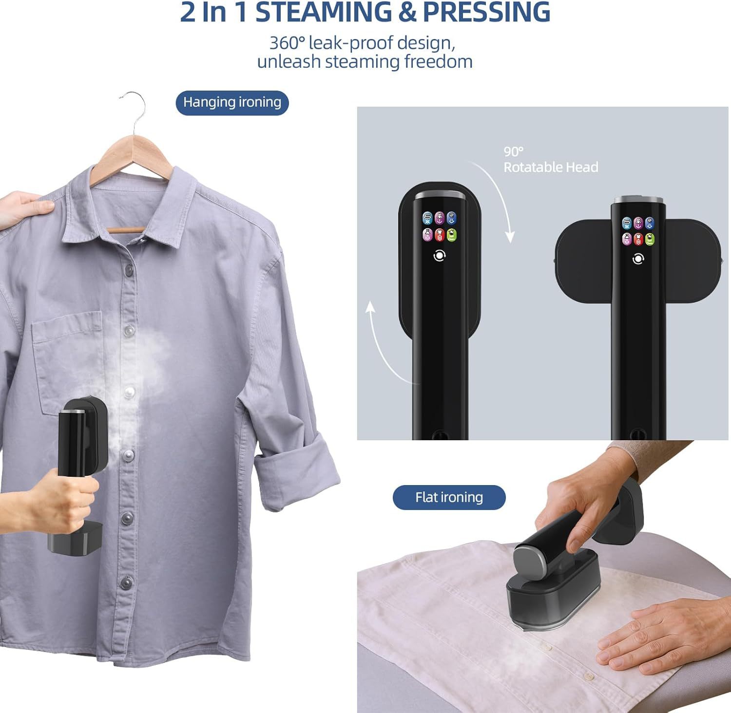 Vertical garment steamer, high power, portable, quick wrinkle removal