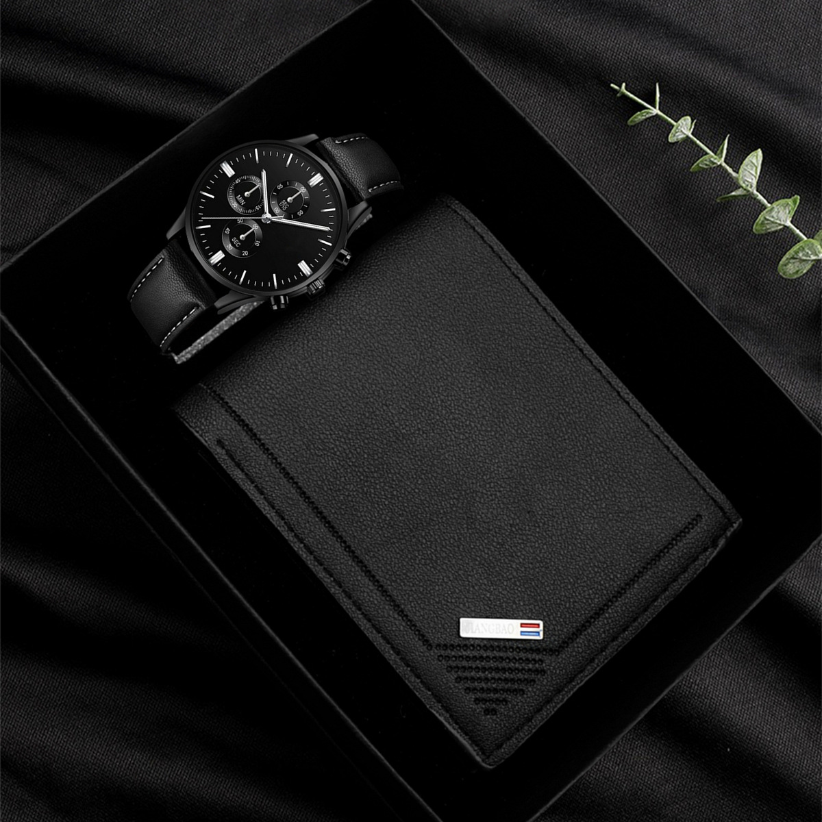 Herren-Ledergürtel, Uhr und Armband Set