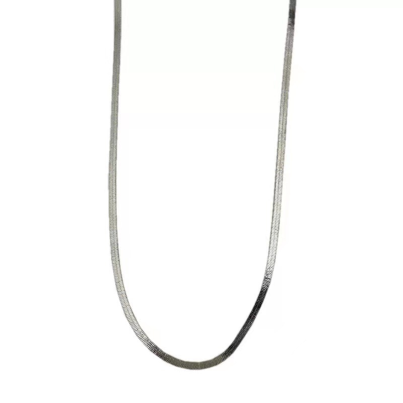 S925 sterling silver necklace, O-shaped box, snake bone chain