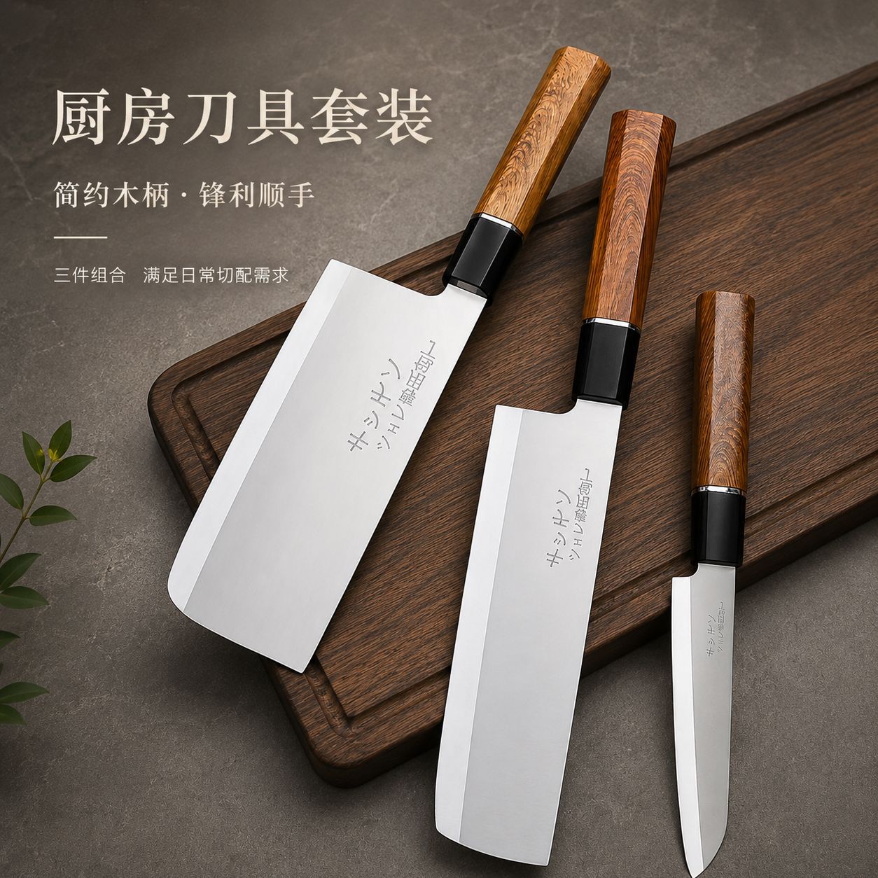 Kitchen knife set with chef knife and fruit knife