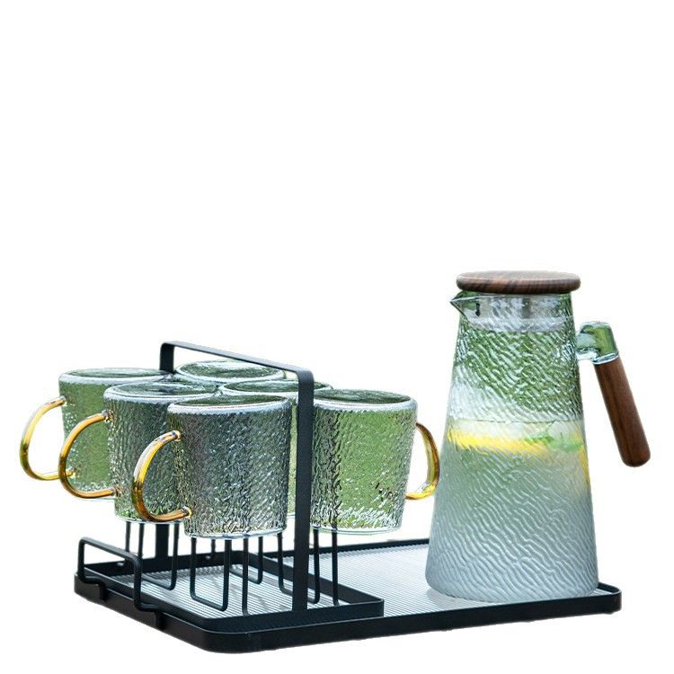 Cam su takımı, ısıya dayanıklı, çay demlemeli, 5 parça