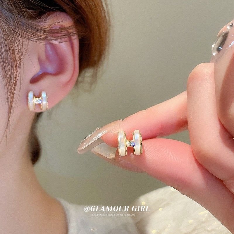 Silver flower geometric earrings, rhinestone, women's