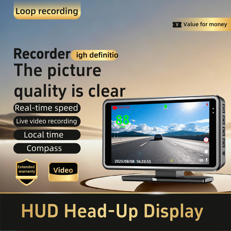 5-Zoll-HD-Dashcam, HUD-Head-up-Display 2-in-1