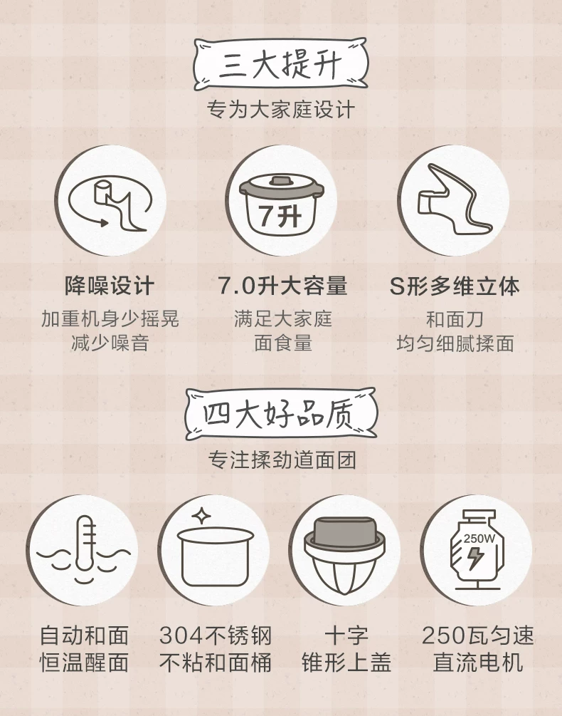 Dough mixer HMJ-A70C1, 7L automatic kneading machine