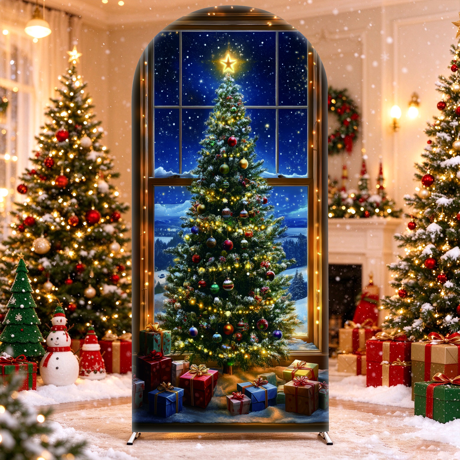 Weihnachts-Lebkuchenmann-Bogenhintergrund-Stoff