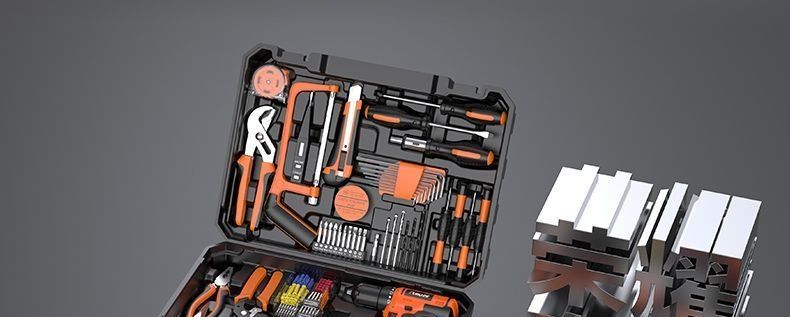 Home Tool Kit with Electric Drill and Multifunctional Carrying Case