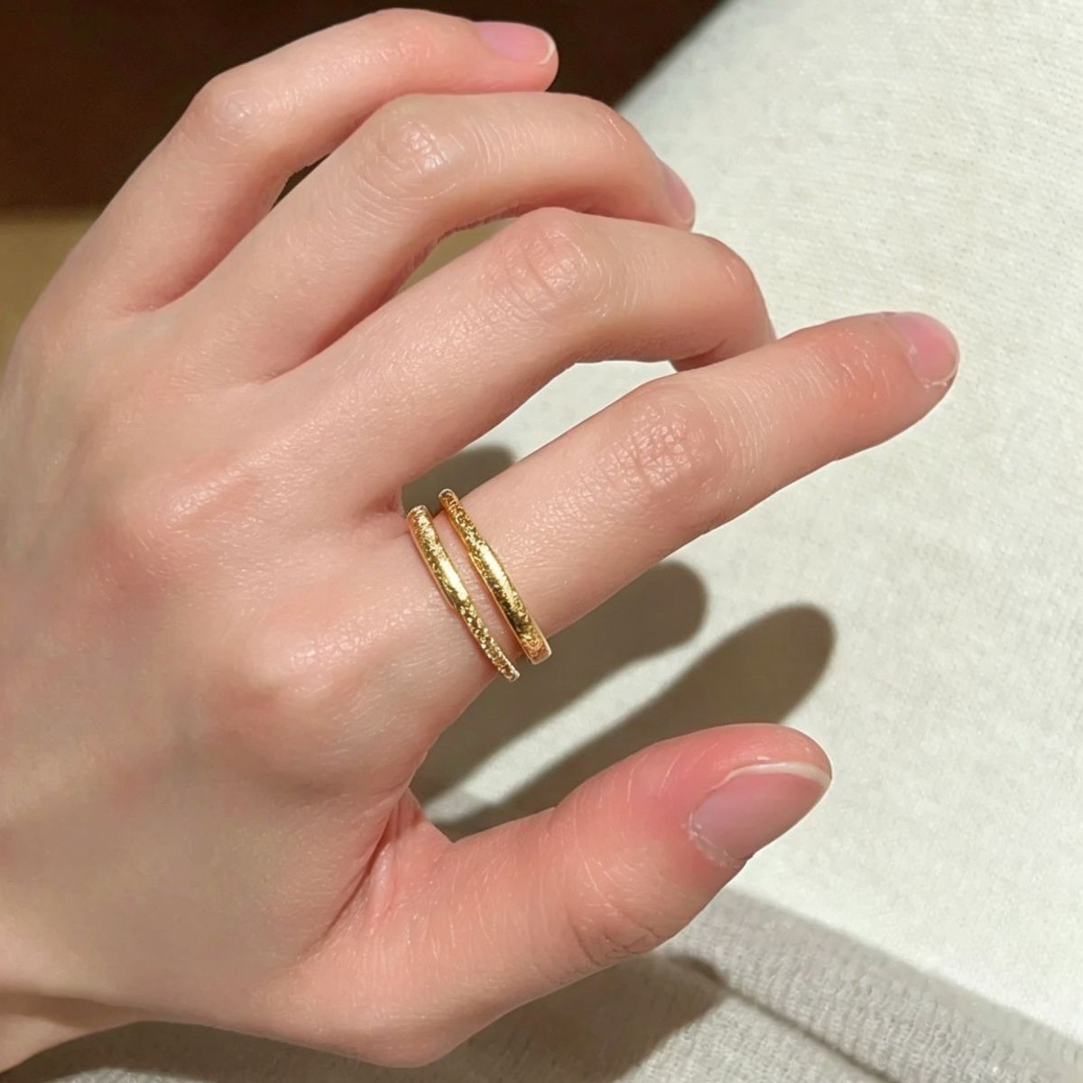 S925 sterling silver geometric zircon stackable ring, gold-plated