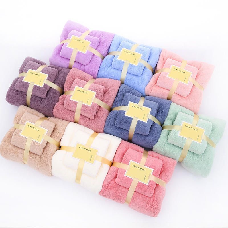 Coral fleece towel set, absorbent, parent-child pair