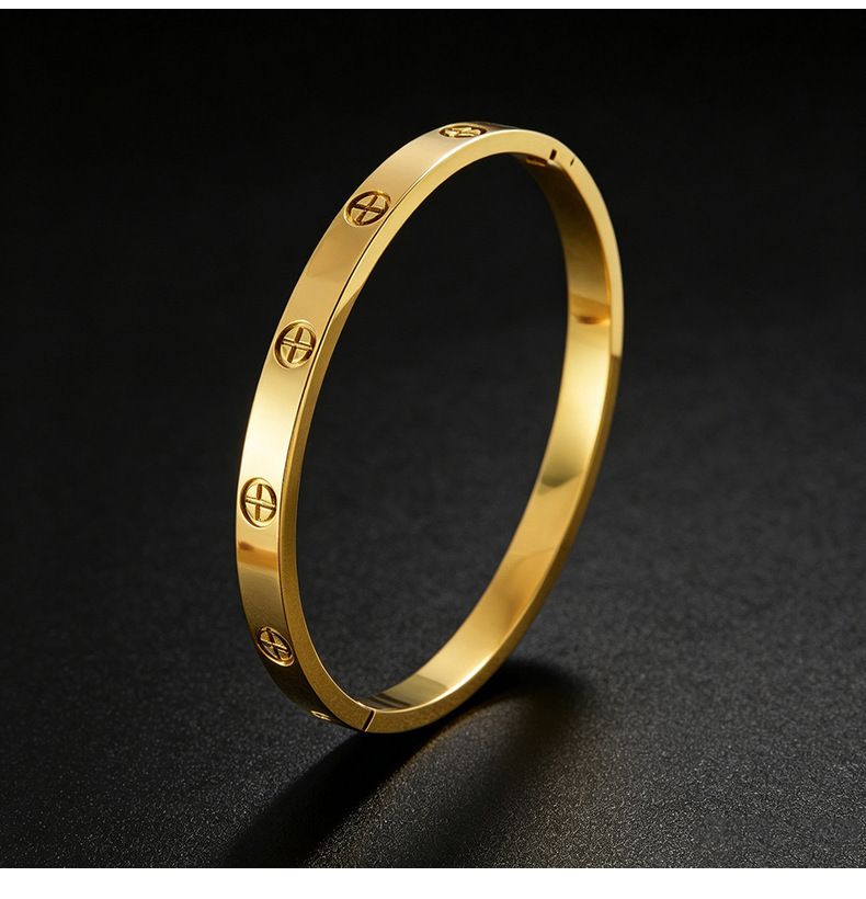 Titan-Stahl Armband, 18K vergoldet, 10 Steine mit Schiebeknoten