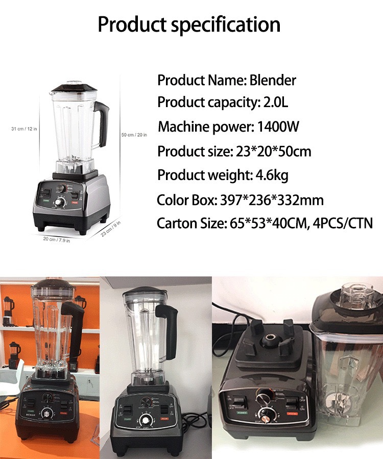 Blender 2L, 220V/110V, çok fonksiyonlu, EU/US standart