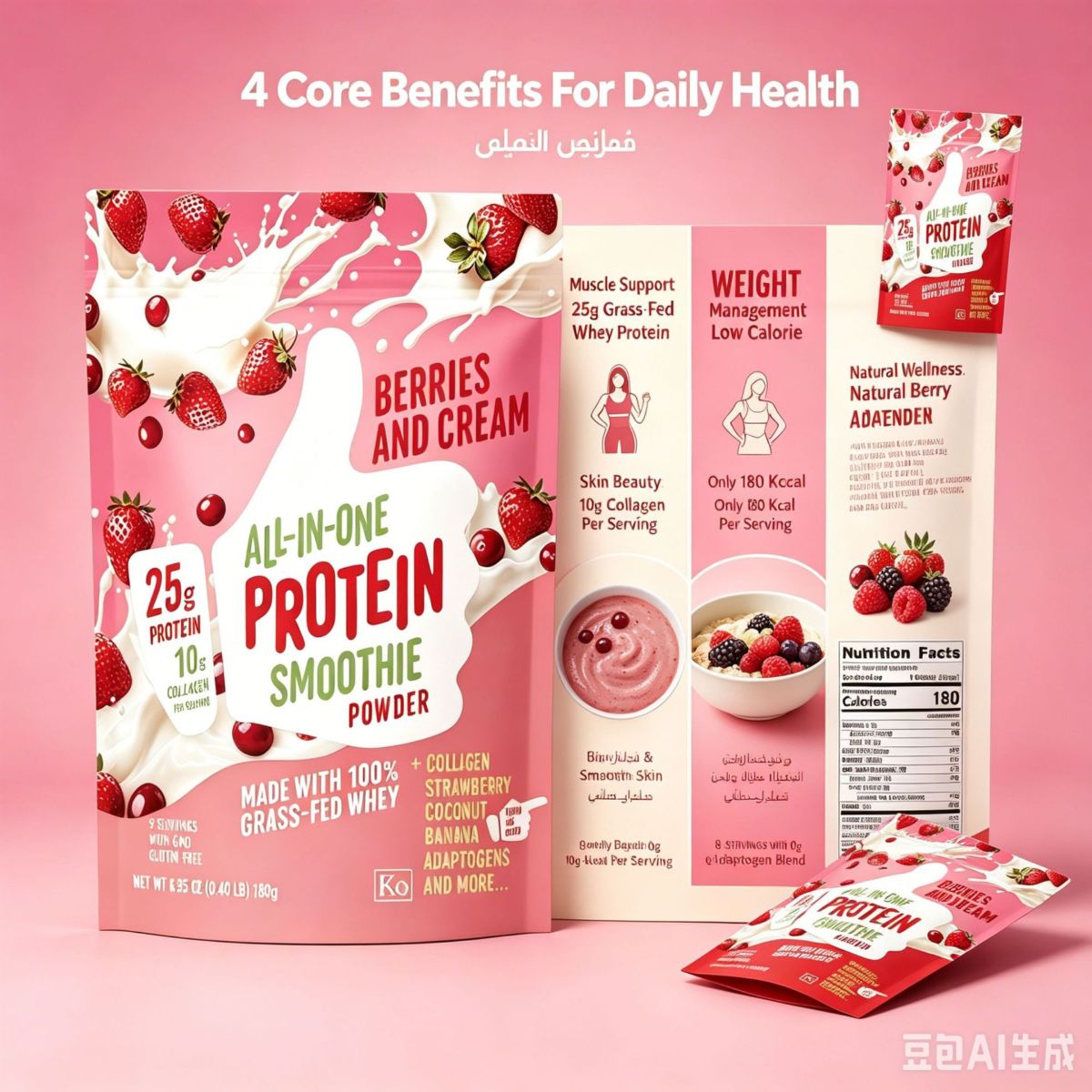 浆果奶油蛋白奶昔粉 All In One Protein Smoothie 草饲乳清胶原