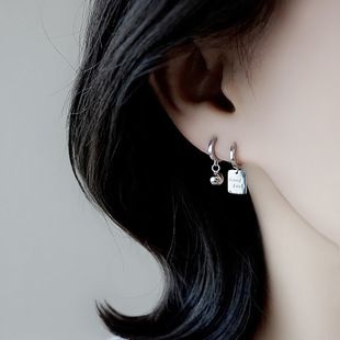 S925 silver diamond brushed earrings