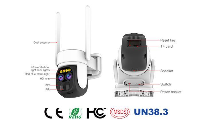 Dual lens CCTV WiFi camera 4mm, solar outdoor