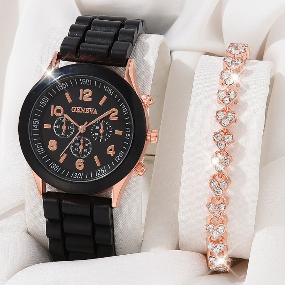 Damen-Quarzuhr mit Silikonarmband, koreanischer Stil, schlichtes Design