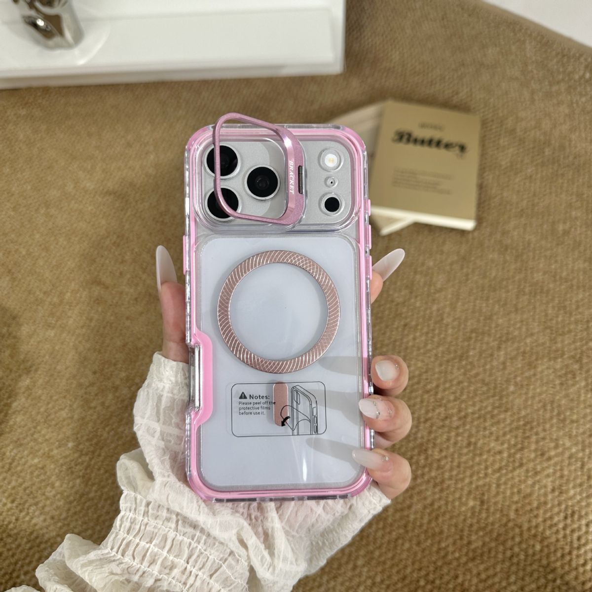 iPhone 18 Pro Max phone case, stand function, transparent