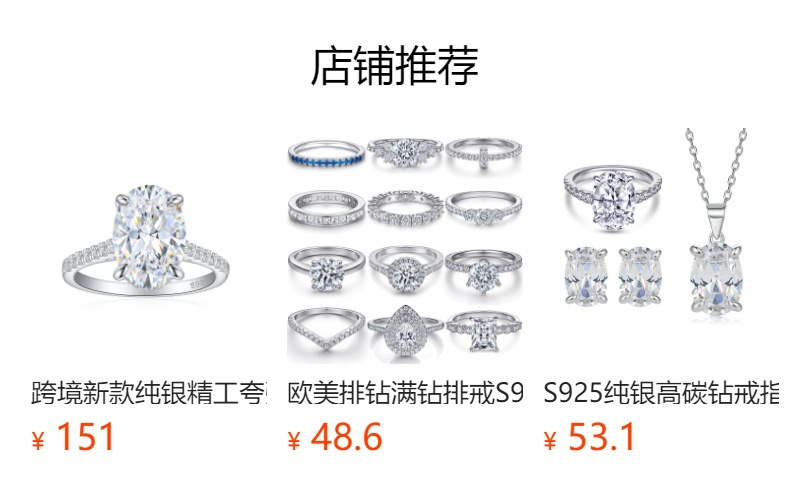 跨境纯银精工夸张6克拉蛋形5A锆石冰花公主花戒指女925純銀高级感