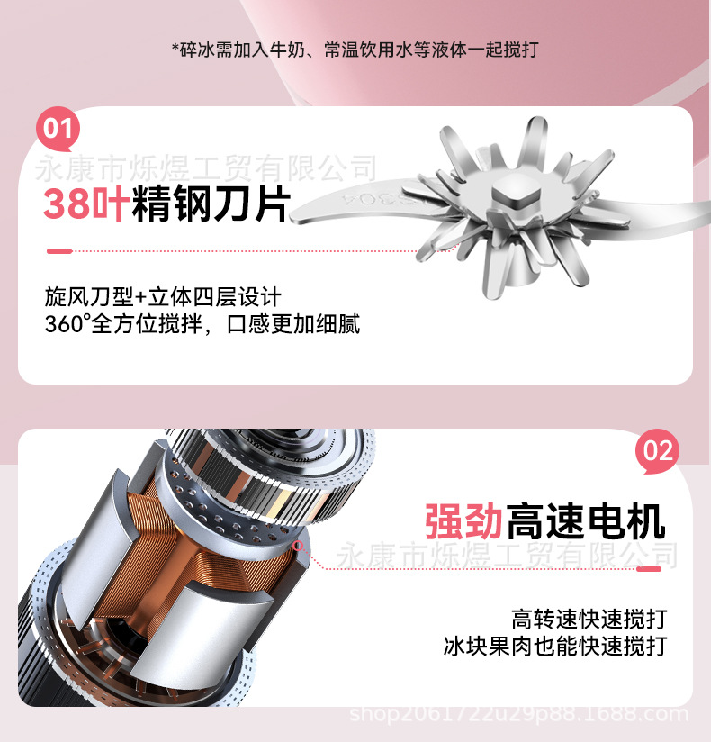 Portable Electric Blender Cup with Ice Crusher
