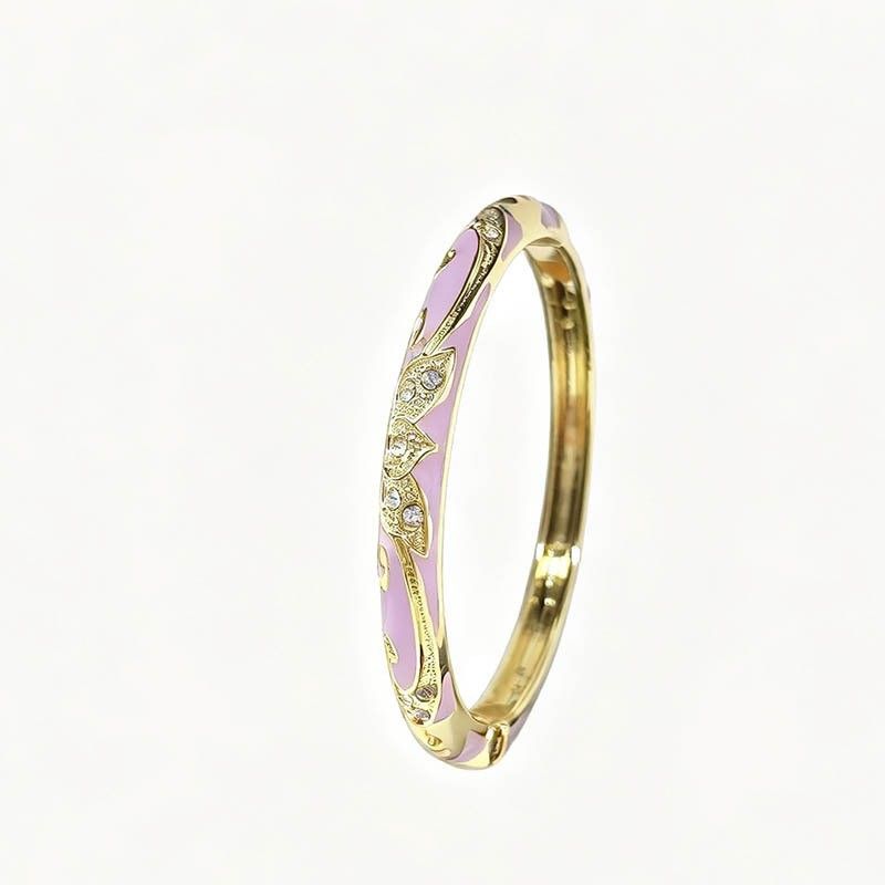 Enamel flower women's bracelet, open design