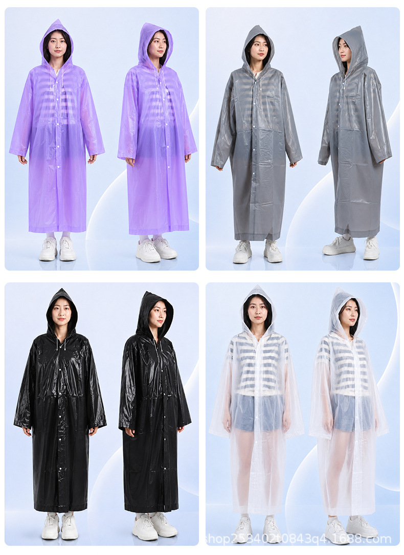Eva Erwachsenen-Regenmantel, transparente Poncho mit Hut