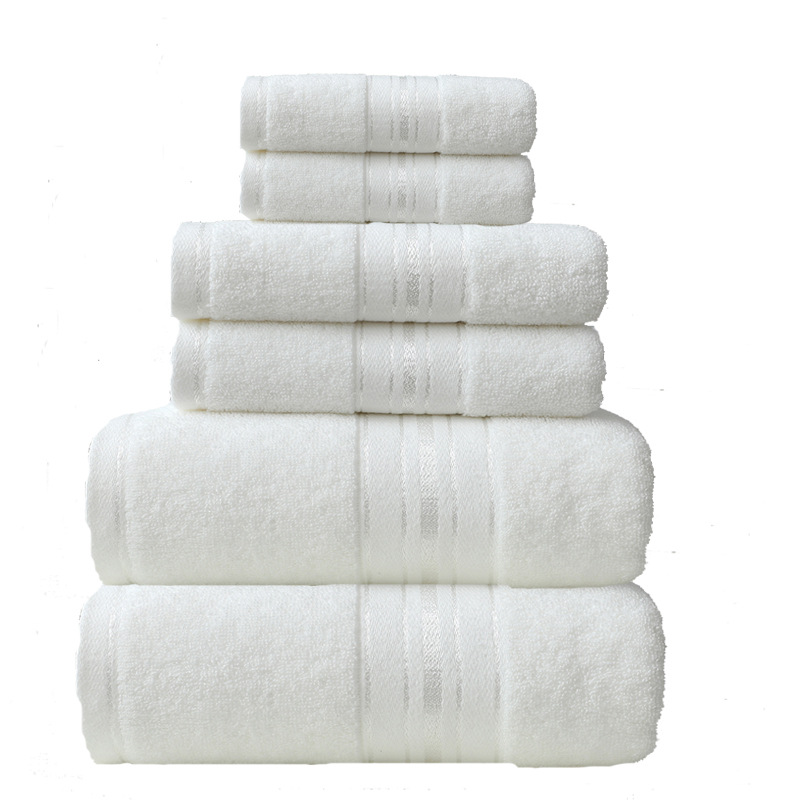 Baumwoll-Handtuchset, sechsteilig, glänzender Satin