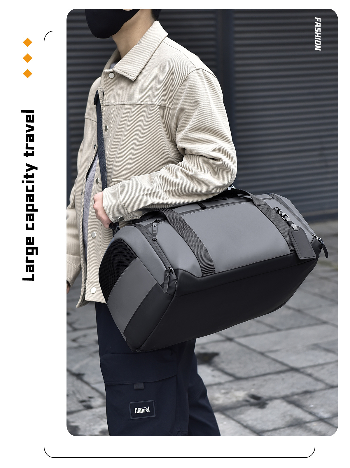 Travel bag with dry and wet shoe compartments, large capacity