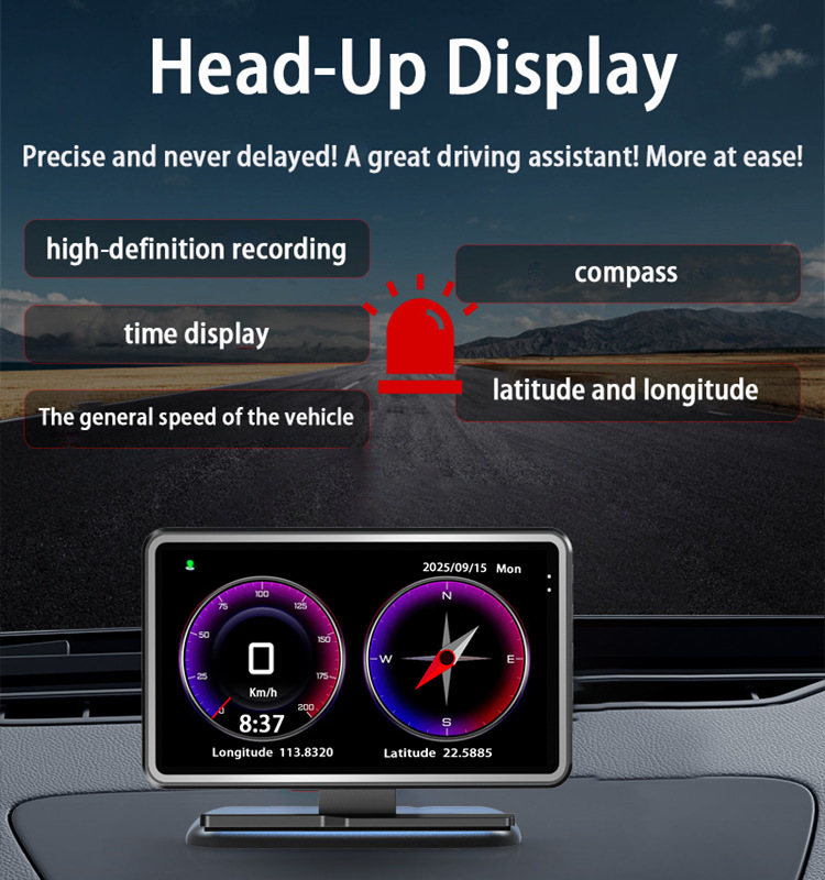 5-Zoll-HD-Dashcam, HUD-Head-up-Display 2-in-1