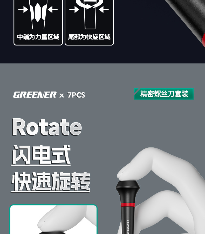 Precision screwdriver set, cross-shaped tips, for phones and watches