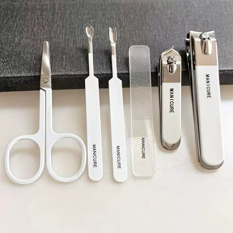 Stainless steel nail clipper set, 6-piece portable