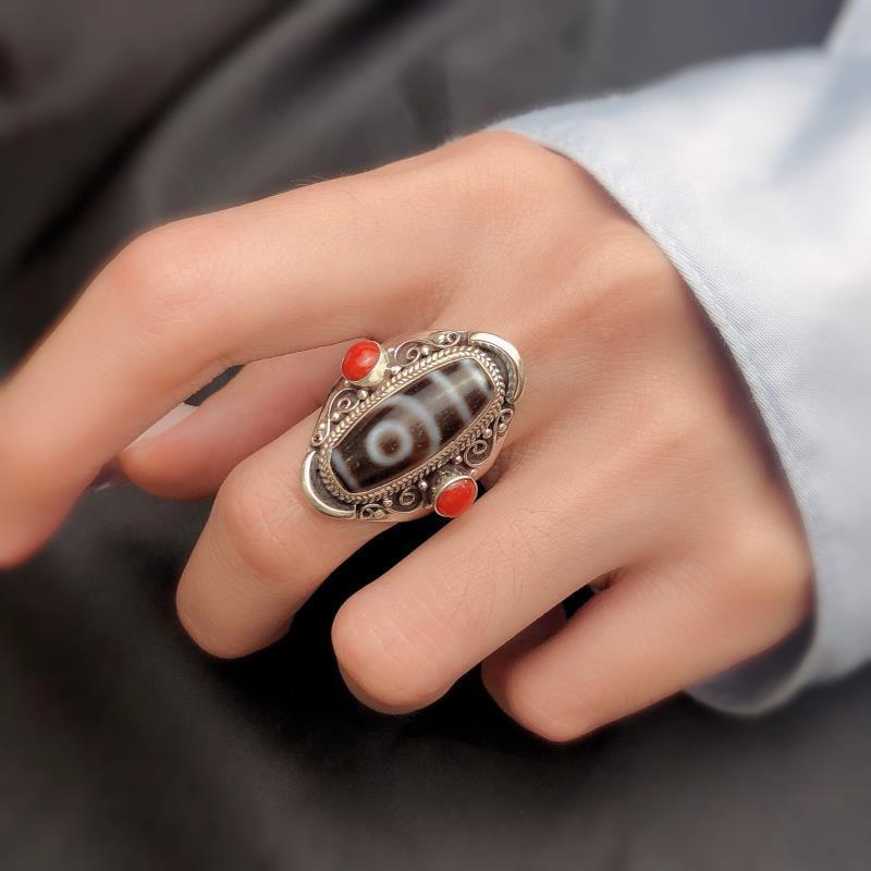 925 silver adjustable ring, handmade Tibetan-Nepal style ethnic design