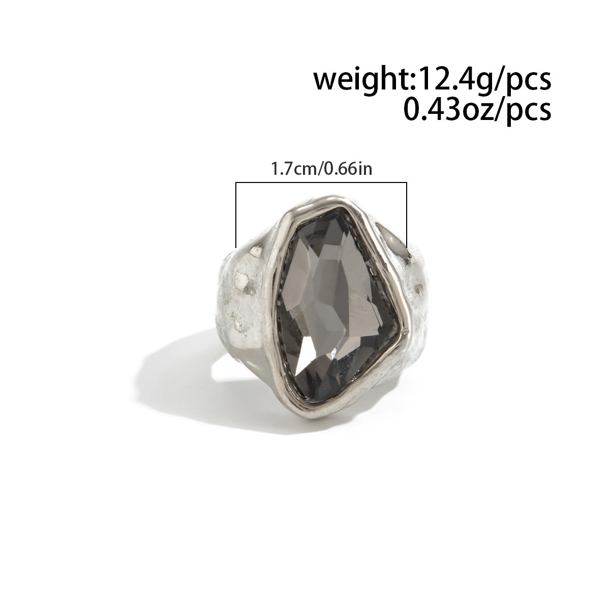 Acryl-Schwarzstein-Ring mit geometrischem Metallquadrat