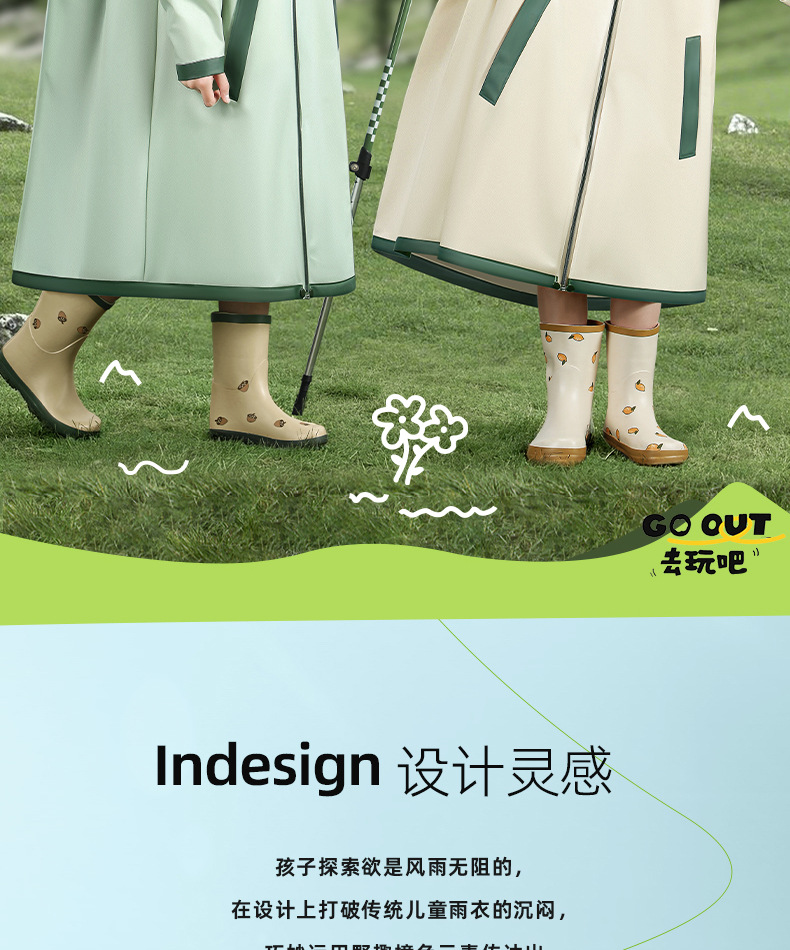 Beimei Children's Raincoat with Backpack Space
