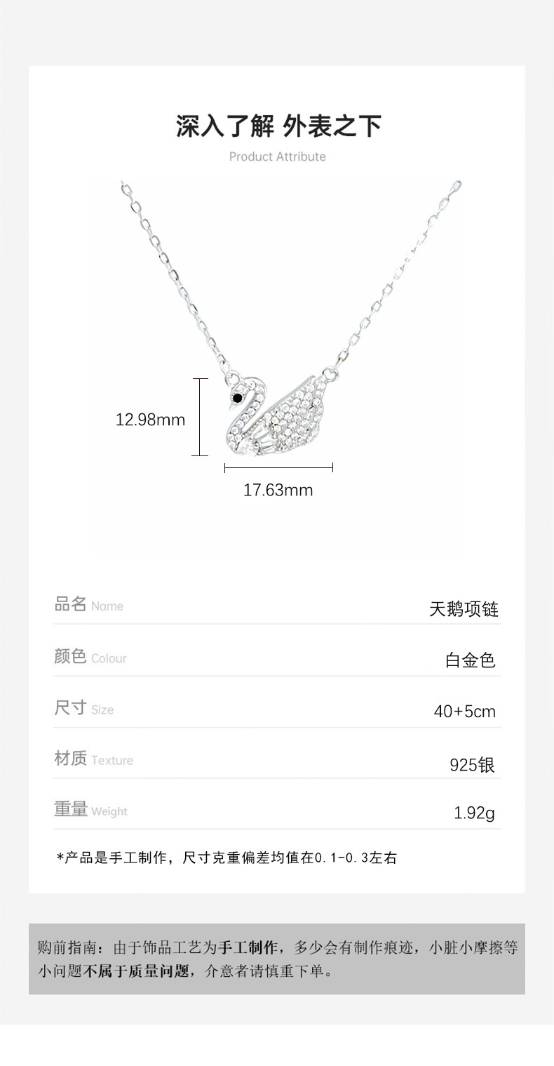 S925 Sterlingsilber Schwan-Halskette, elegantes Design
