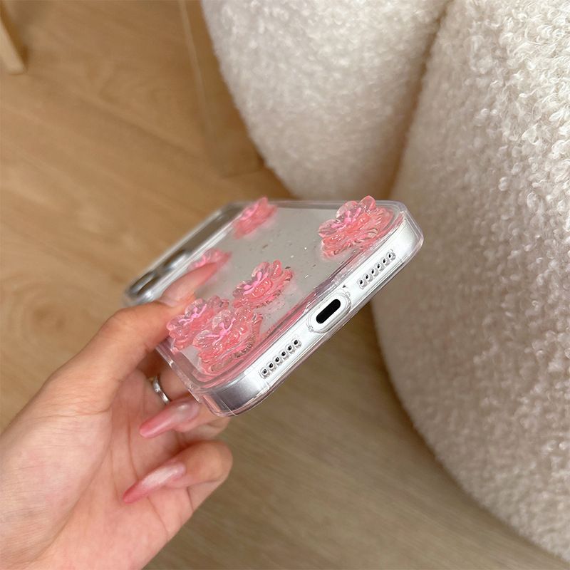 Apple iPhone 17 Pro pembe kiraz çiçeği şeffaf kılıf