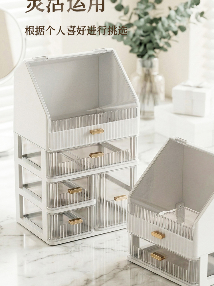 Cosmetic storage box, large capacity, desktop, drawer organizer