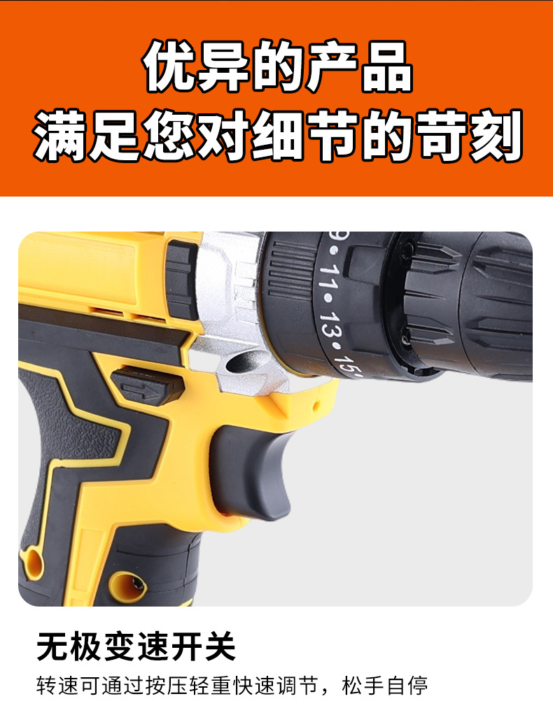 Rechargeable Lithium Electric Drill and Screwdriver Set, Impact