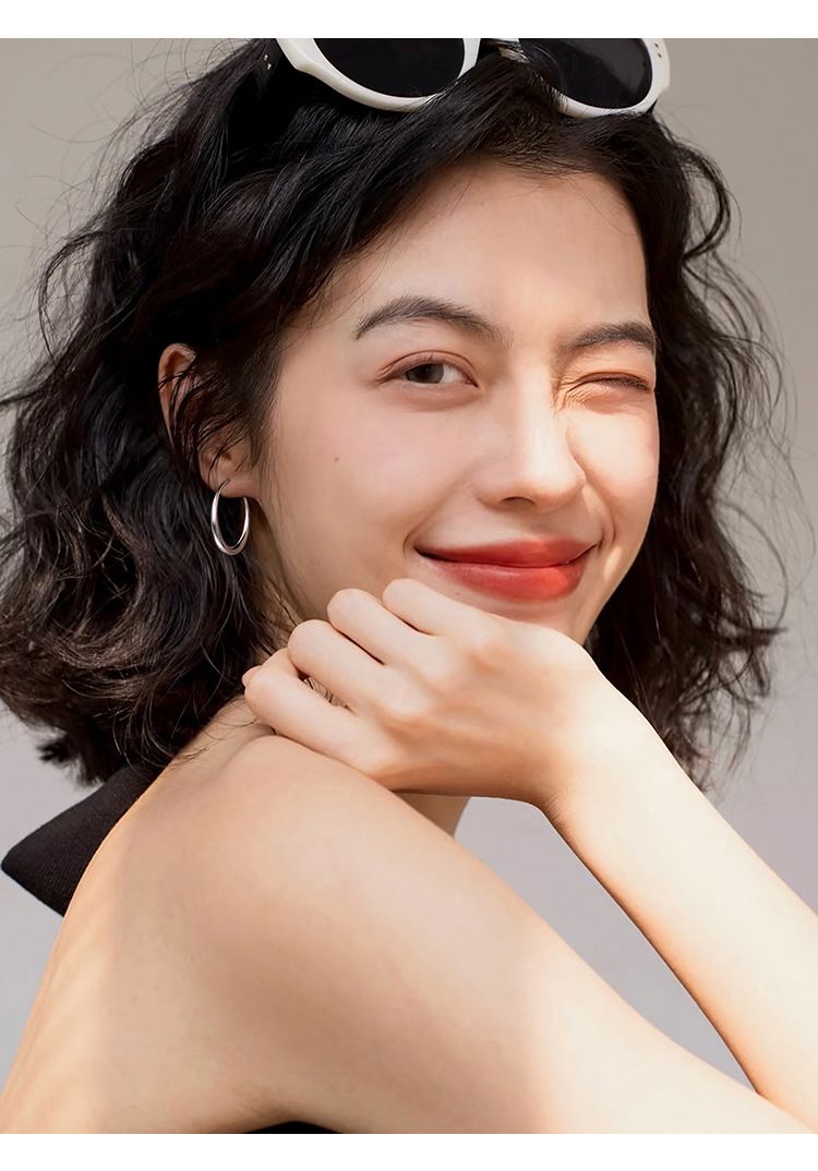 S999纯银大圆圈耳环女款小众轻奢高级感个性素圈耳扣耳饰抖音代发