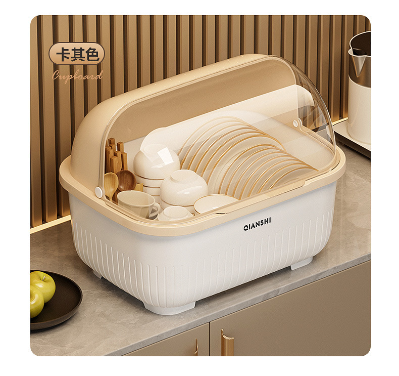 Kitchen cabinet with lid, dishware storage, dustproof