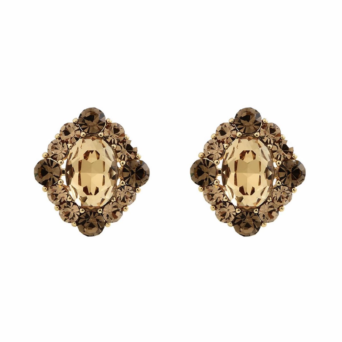 Ohrringe, champagnerfarben, Zirkonia-Diamant, elegant