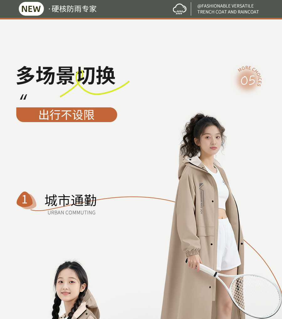 Zhengyu Langversion Regenjacke Ganzkörper mit Ärmeln