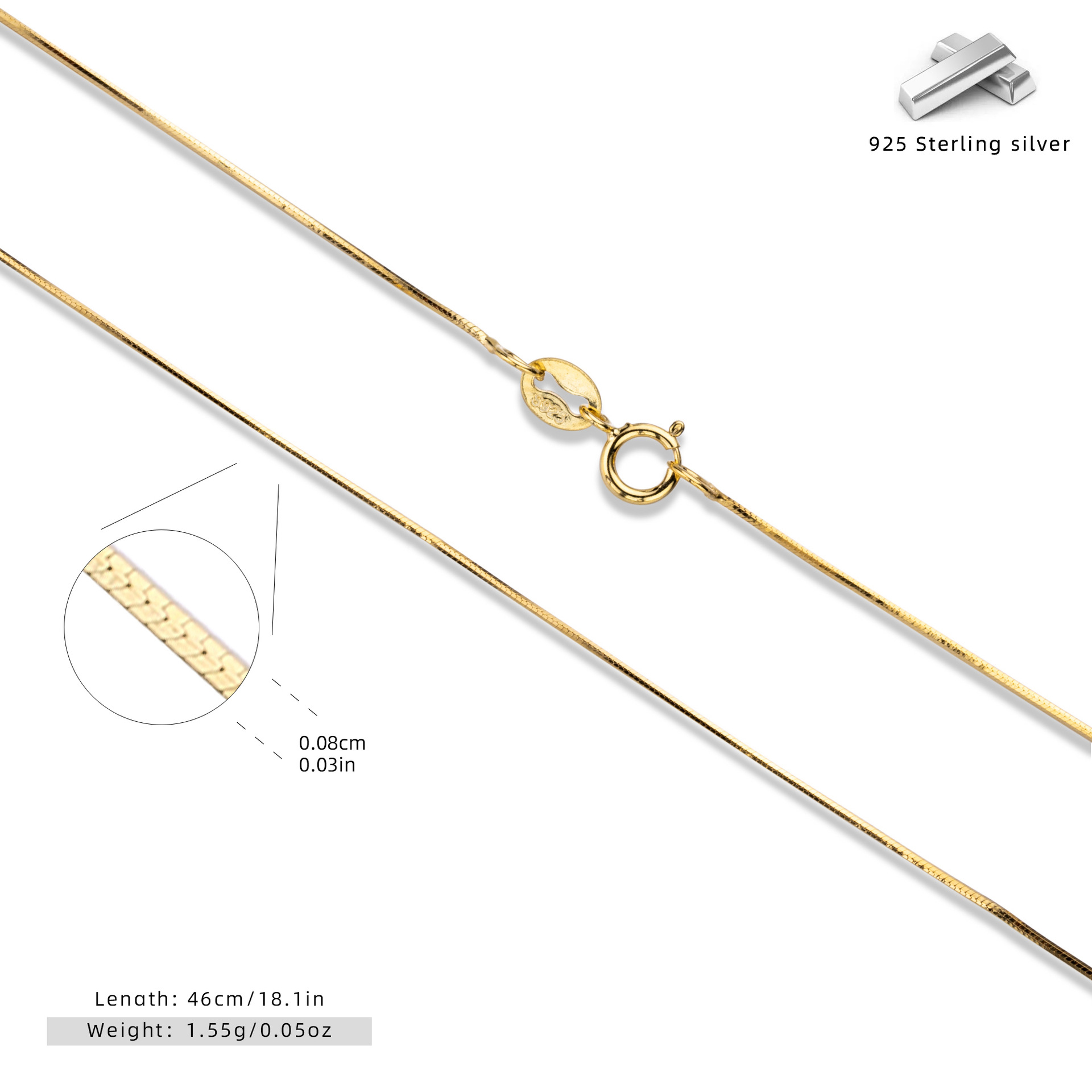 S925 sterling silver necklace, clavicle chain, DIY base