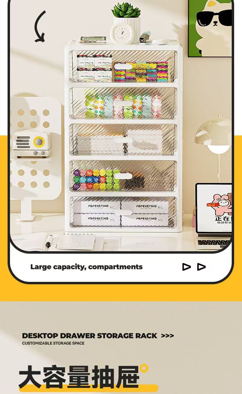 Storage box, multi-layer drawer, transparent, desktop organizer