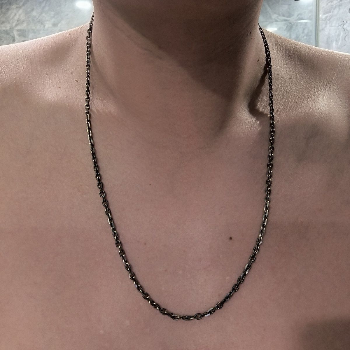 Çapraz zincir kolye, gümüş kaplama, vintage stil