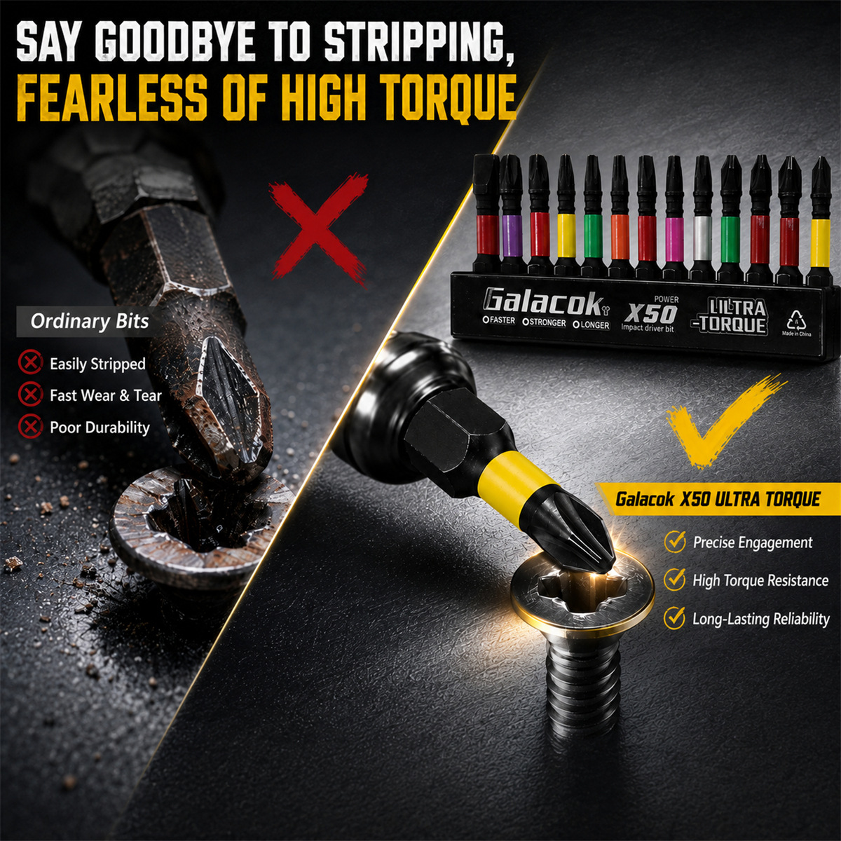 13-piece drill bit set, PH2, S2 alloy steel, magnetic, 50mm