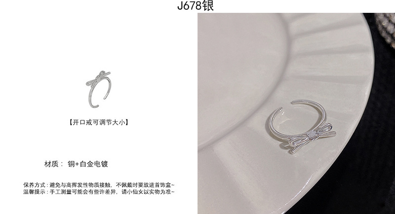 Silver zircon open adjustable ring, elegant