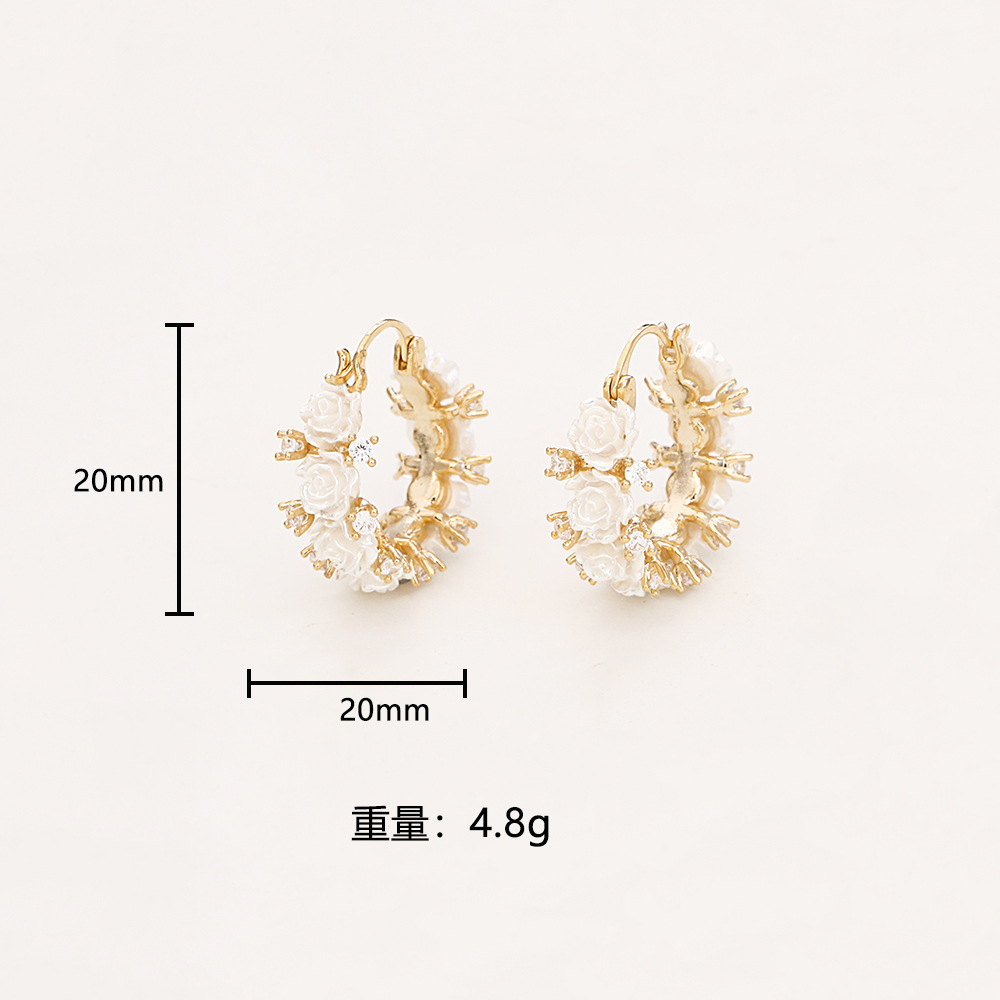 Rose Cubic Zirconia Earrings, Elegant