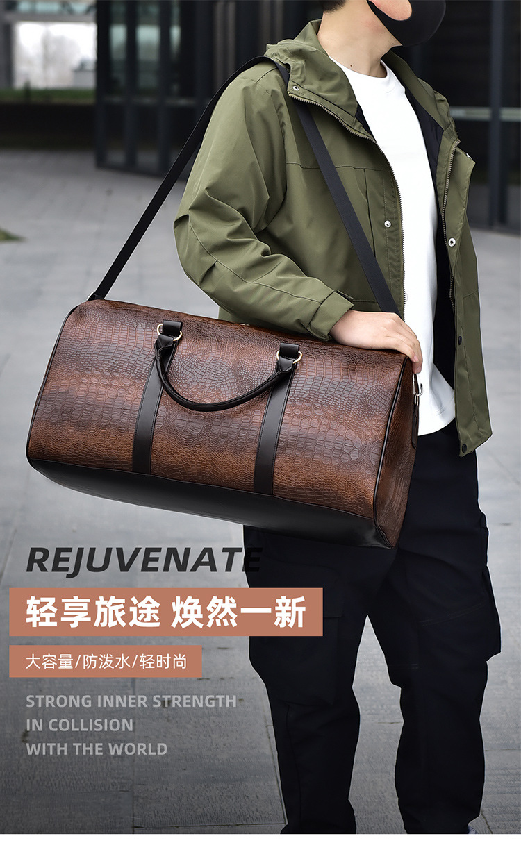 Men's travel bag, crocodile pattern, outdoor sports