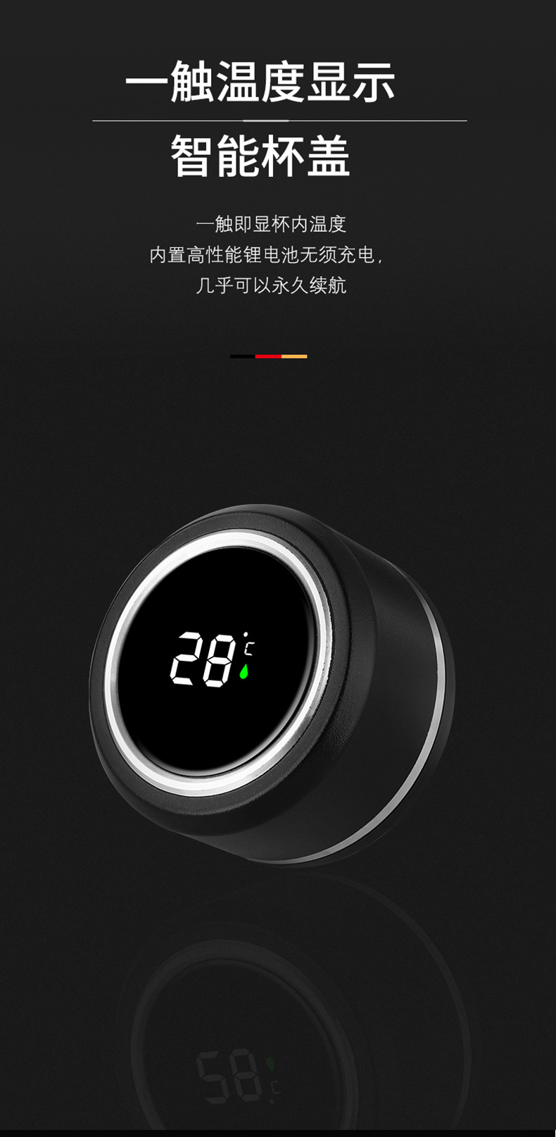 Insulated cup 316 stainless steel temperature display