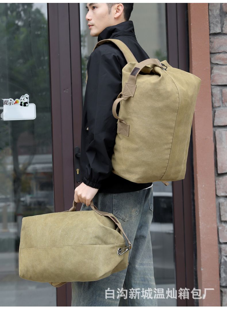Leinwand-Zylinder-Rucksack, Laptop-Fach, unisex, Reisen